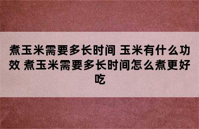 煮玉米需要多长时间 玉米有什么功效 煮玉米需要多长时间怎么煮更好吃